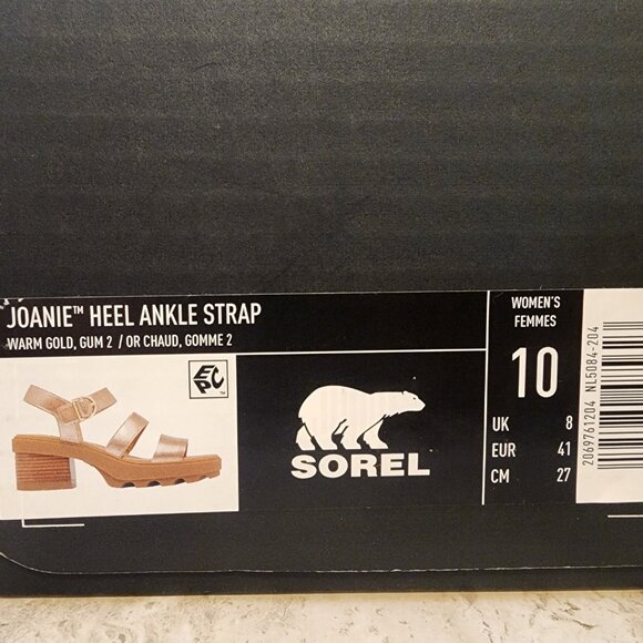Sorel Womens Joanie Block-Heel Lug- Warm Gold, Gum 2 10M - A040 - Picture 6 of 7